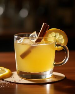 Білий глінтвейн з лимоном (White Lemon Mulled Wine) із білого вина, лимона, меду і кориці в термостійкому келиху