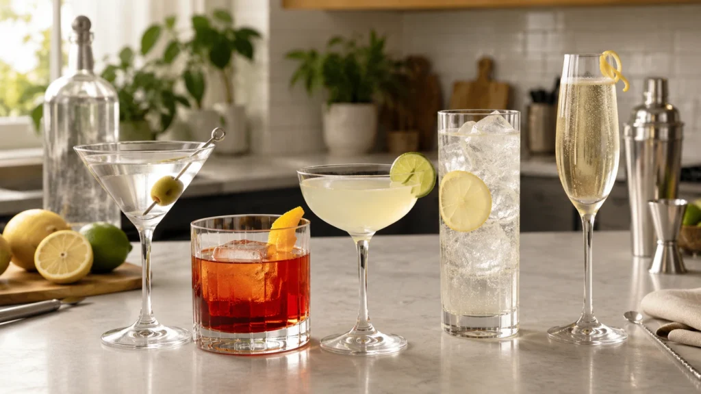 Martini, Negroni, Gimlet, Tom Collins і French 75 — класичні коктейлі з джином