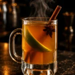 Гарячий коктейль Грог (Grog) з темним ромом, лаймом, корицею та зірчастим анісом у термостійкому келиху