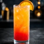 Класичний коктейль Текіла Санрайз (Tequila Sunrise) з градієнтом від жовтого до червоного у келиху хайбол