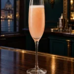 Коктейль Белліні (Bellini) у келиху для шампанського на барній стійці