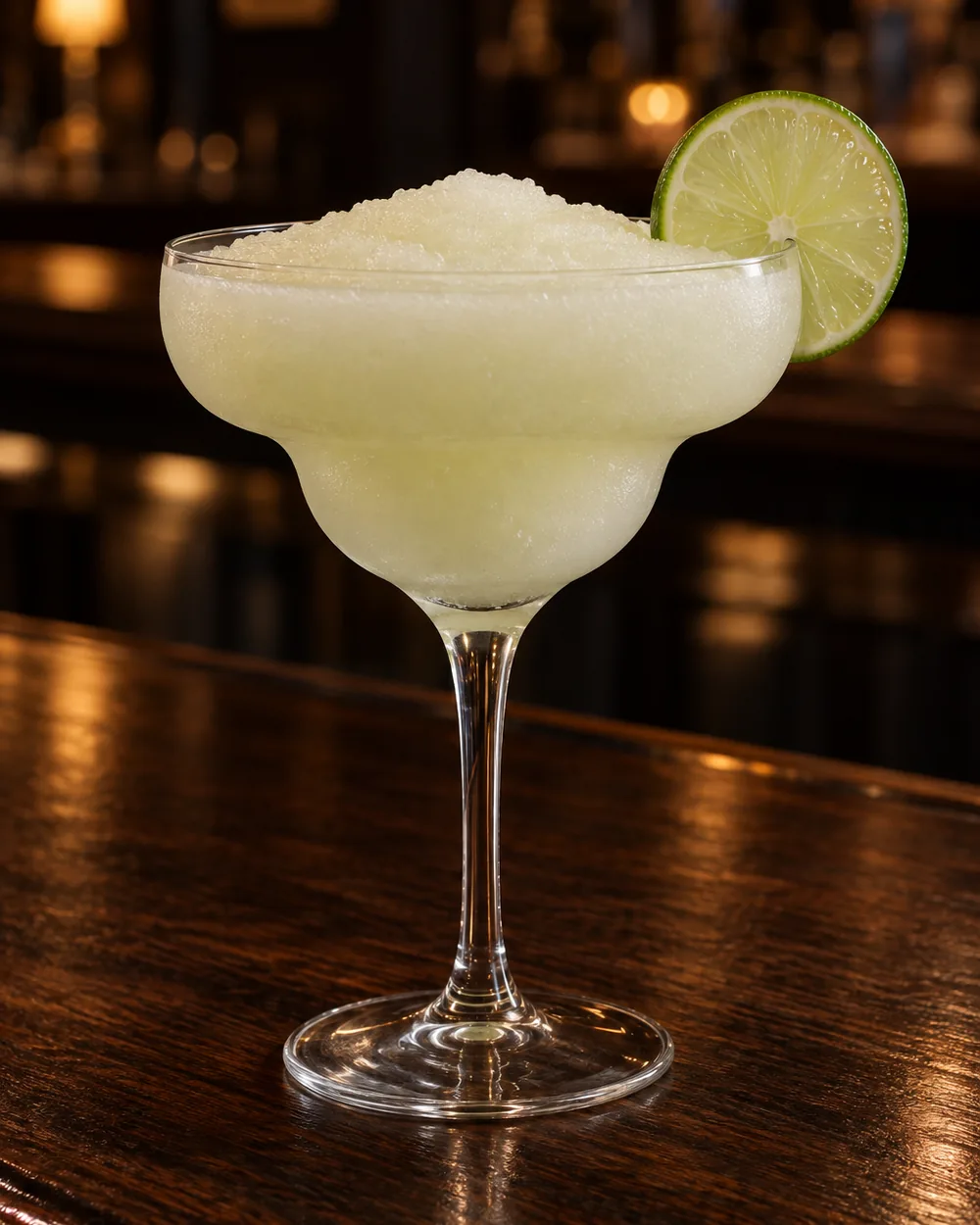 Коктейль Фрозен Маргарита (Frozen Margarita) у келиху для маргарити з кружальцем лайма на краю
