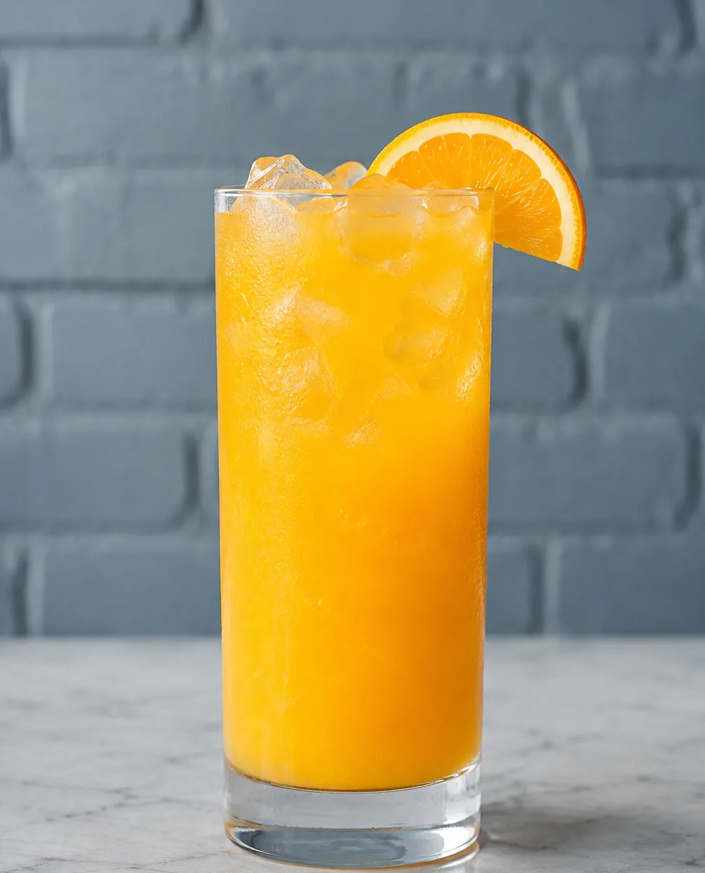Коктейль Єгермейстер Оранж з апельсиновим соком (Jägermeister Orange & Orange Juice) у хайболі з льодом і часточкою апельсина