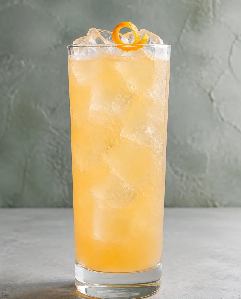 Коктейль Оранж Фіз (Jägermeister Orange Fizz) у хайболі з льодом і апельсиновою цедрою