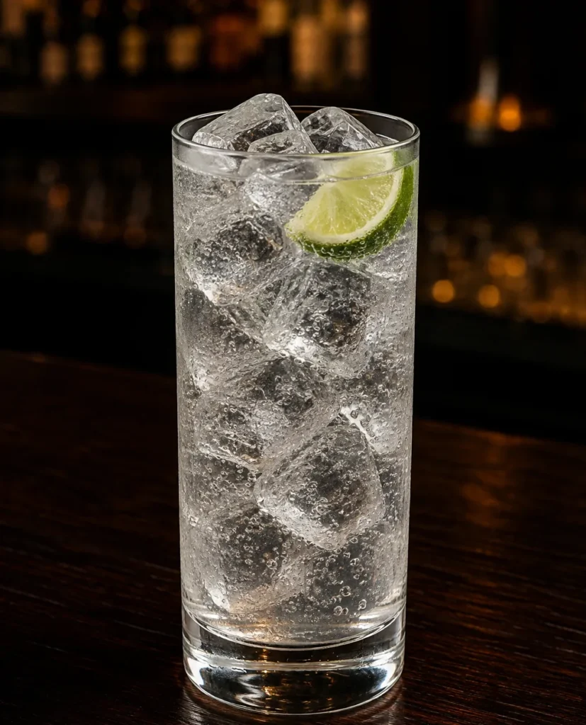 Коктейль Соджу тонік (Soju Tonic): прозорий хайбол з льодом і часточкою лайма