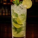 Коктейль Безалкогольний мохіто (Virgin Mojito) у хайболі з дробленим льодом, м’ятою і кружальцем лайма