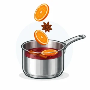 Додайте зірочку бадьяну і 2 скибочки апельсина.